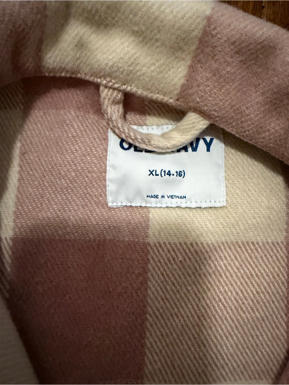 Old Navy Kids Pink and Cream Plaid Button-Up Shirt Jacket- Like New